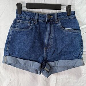 Cotton:On Women's High Rise Classic Stretch Denim‎ Shorts Size US 4 Cuffed Blue